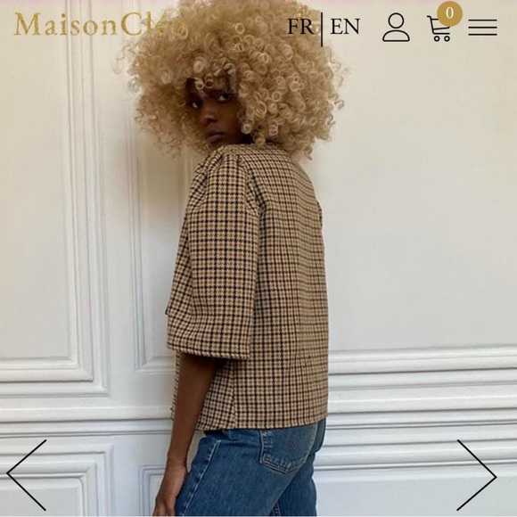 Maison Cleo Agnes Checked Cotton Blouse HANDMADE-TO-ORDER AT HOME IN FRANCE - Picture 2 of 13